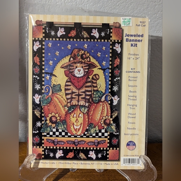 Fall Cat Sequin Banner Craft Kit - Picture 1 of 7